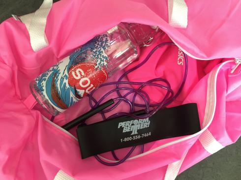 3 Sporttasche pink Soulbottle Springseil Miniband Gym